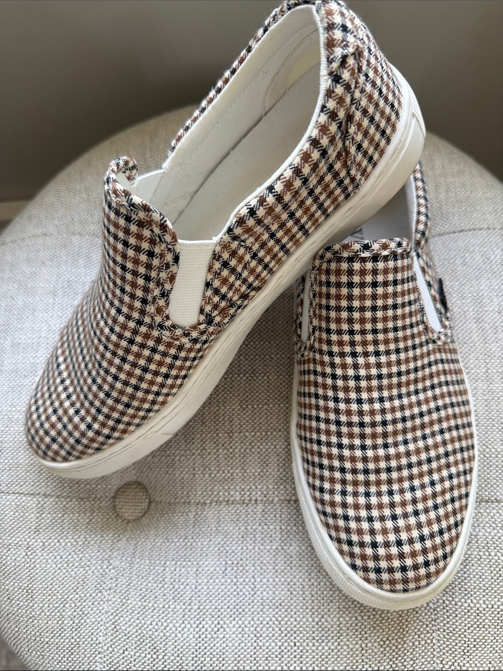 J. Crew Plaid Slip-On Loafers in Brown and Black - Picture 3 of 5